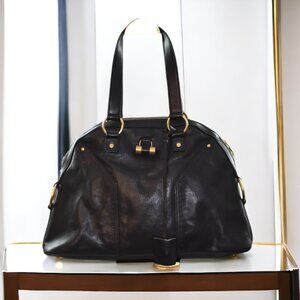 Yves Saint Laurent Black Oversized Muse Satchel